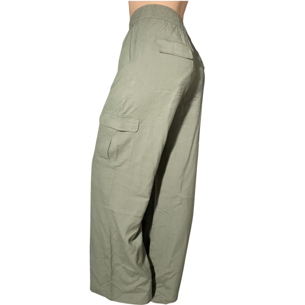 NWT Marine Layer 'Allison Cargo' Wide Leg Pant in Dusty Olive Stretchy Band - S - Picture 2 of 14